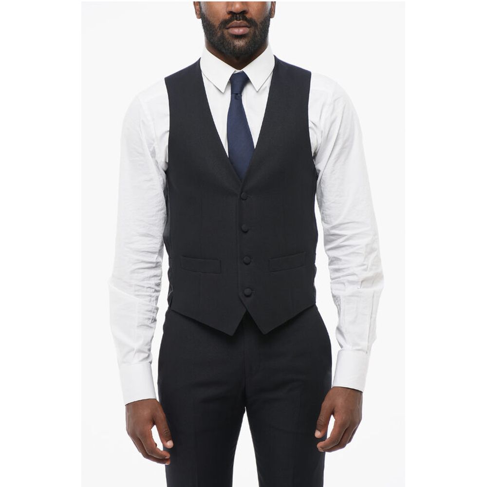 Corneliani Wool Single Breasted Blazer With Satin Lapel