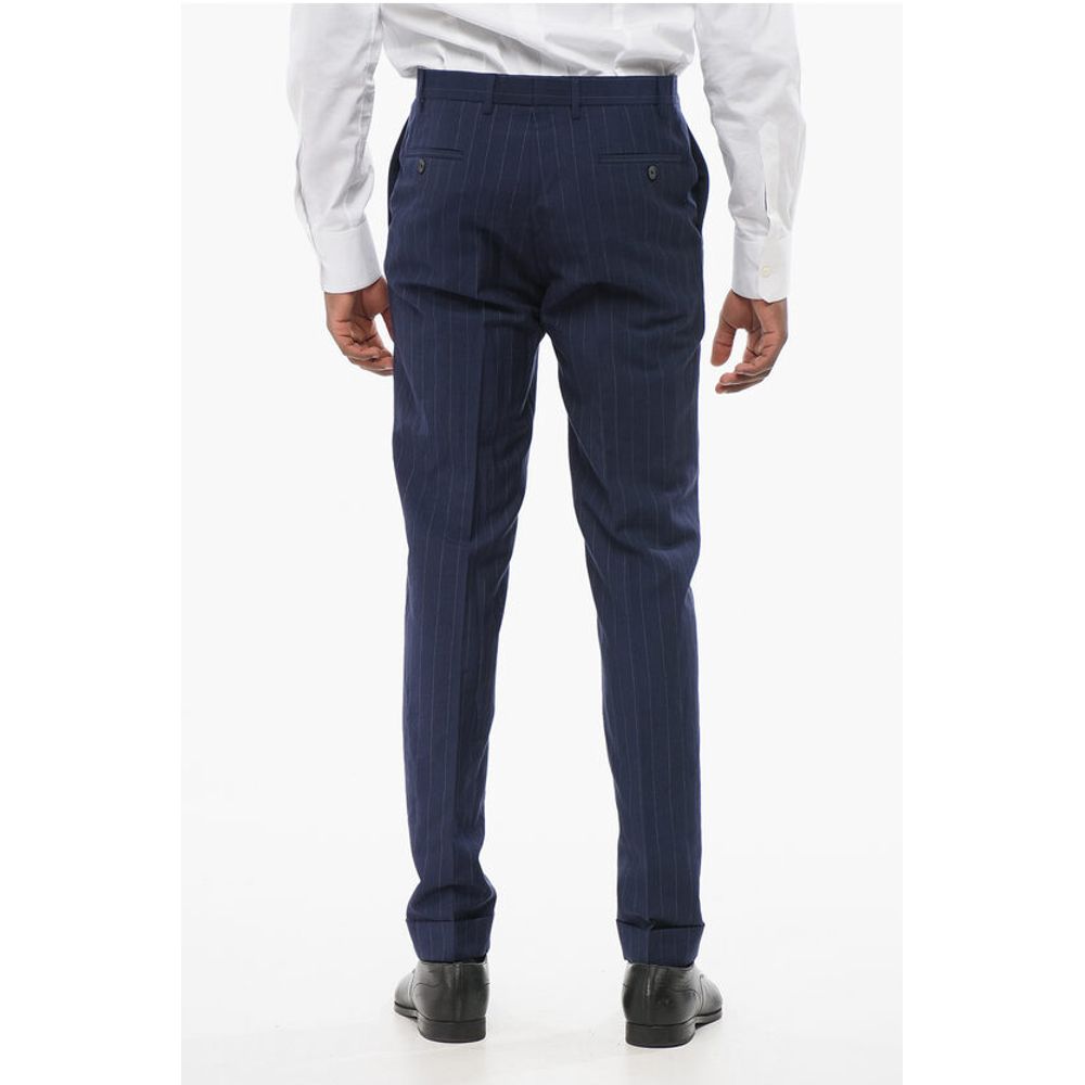 Corneliani Striped Wool Blend Suit With Peak Lapel