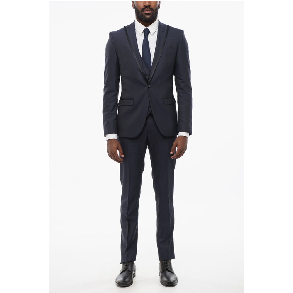 Corneliani CODE Three-Pieces Suit with Contrasting Trims