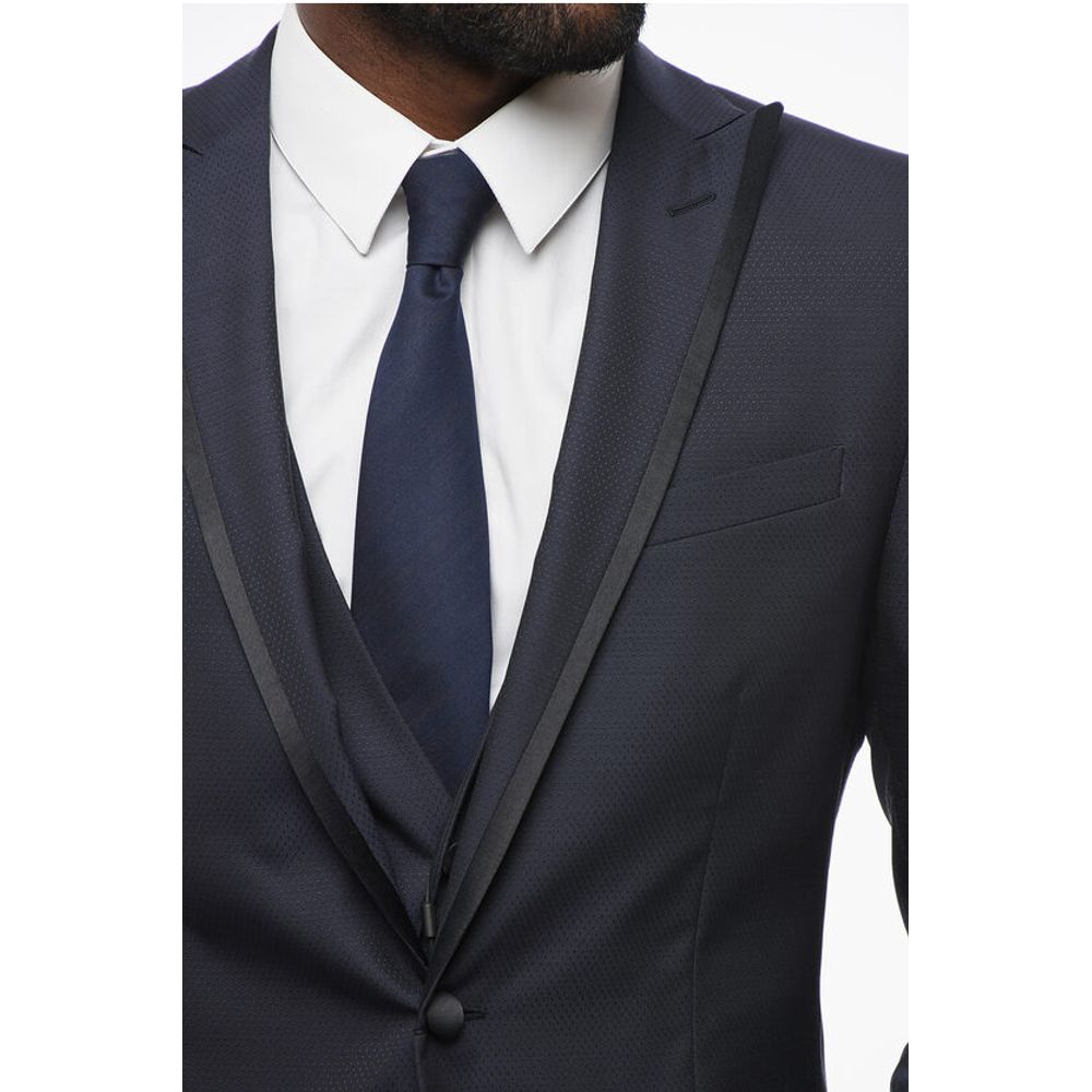 Corneliani CODE Three-Pieces Suit with Contrasting Trims