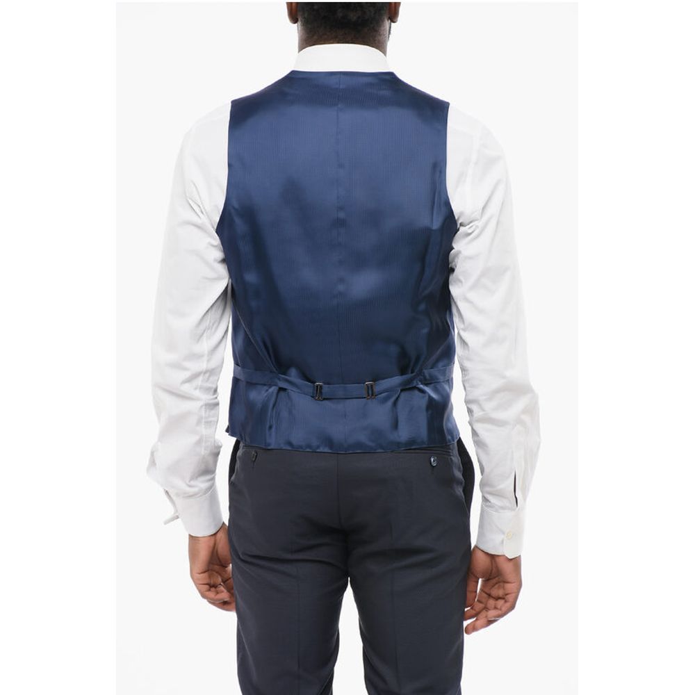Corneliani CODE Blended Silk Double-Brested Vest with Slit Pocket