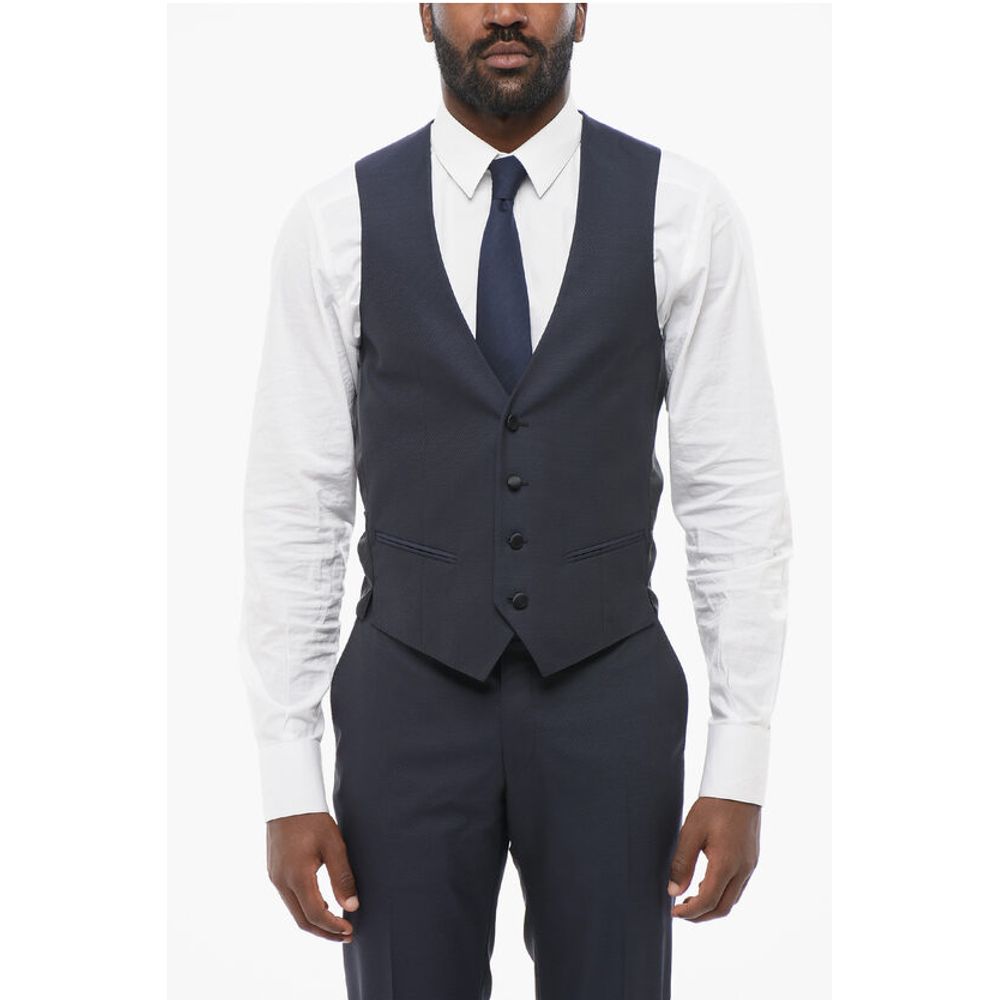 Corneliani CODE Three-Pieces Suit with Contrasting Trims