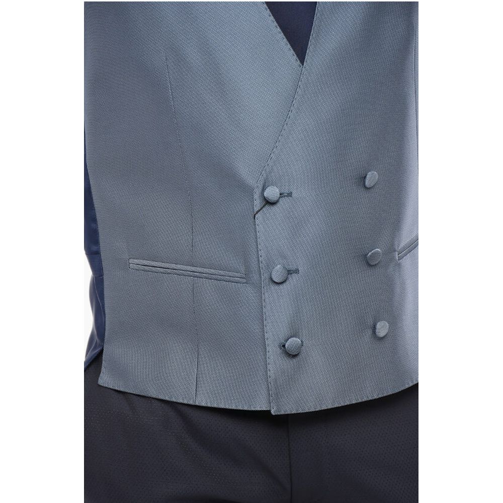 Corneliani CODE Blended Silk Double-Brested Vest with Slit Pocket