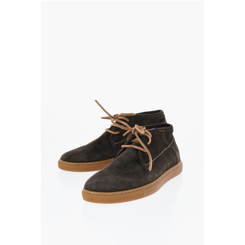 Corneliani ID Suede Desert Boots with Checked Inner