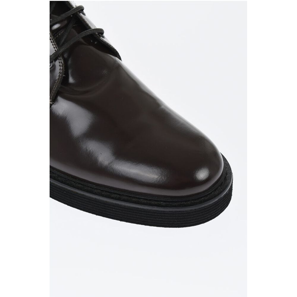 Corneliani Solid Color Patent Leather Ankle Boots with Vibram Sole