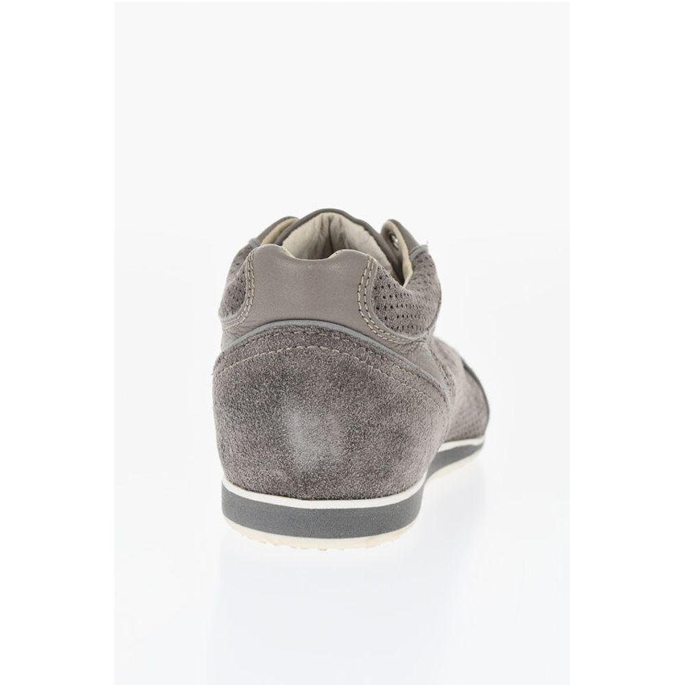 Corneliani ID Suede Low Top Sneakers with Perforated Inserts