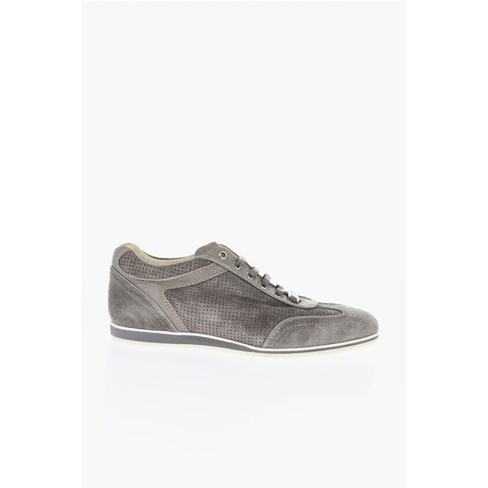 Corneliani ID Suede Low Top Sneakers with Perforated Inserts