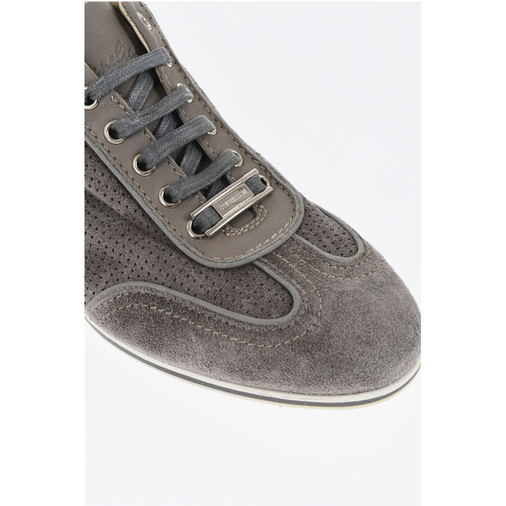 Corneliani ID Suede Low Top Sneakers with Perforated Inserts