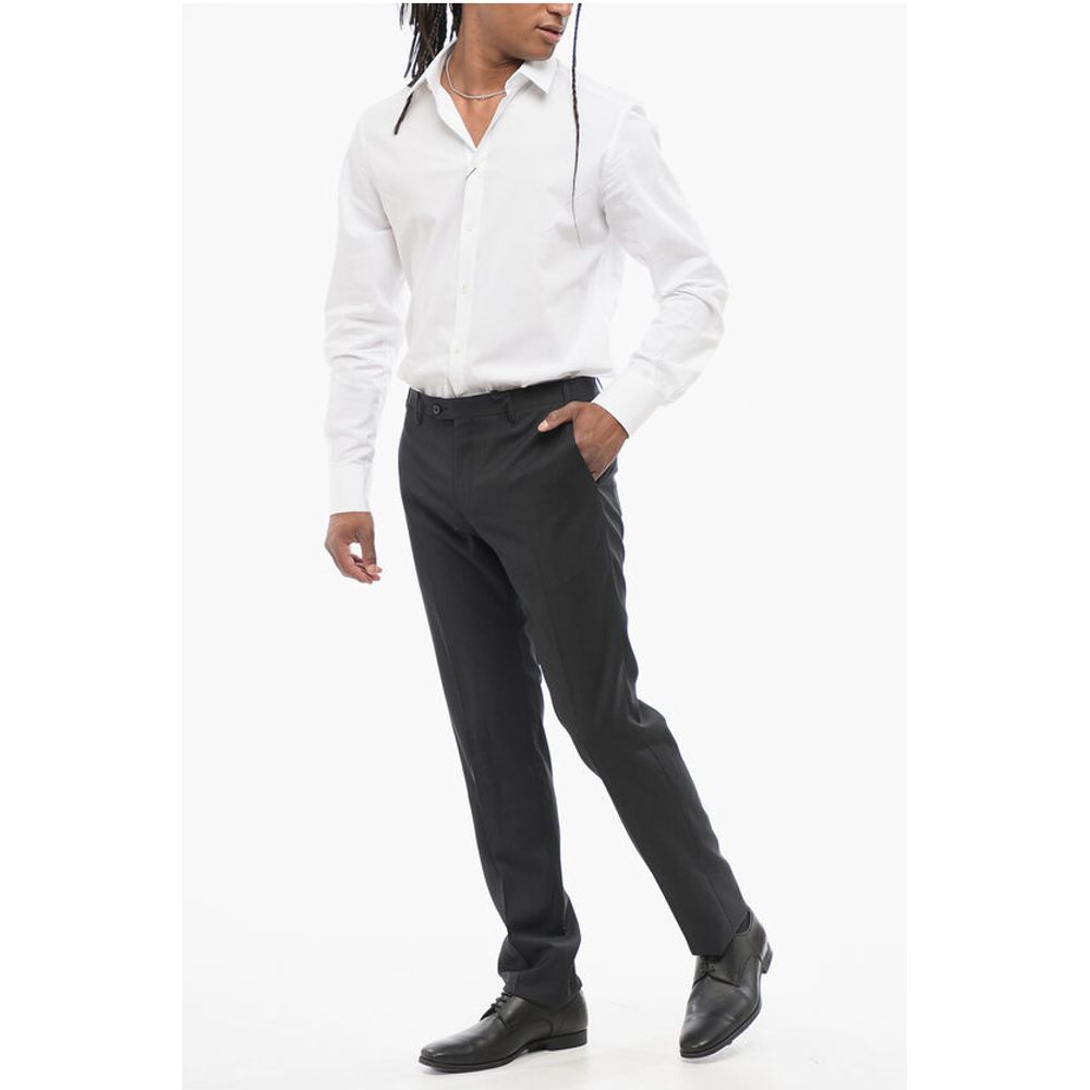 Corneliani Solid Color Virgin Wool Pants