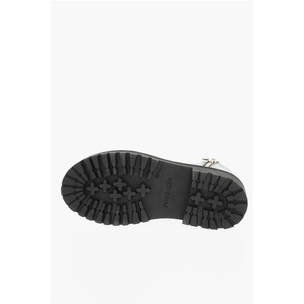 Palm Angels Brushed Leather Combat Boots With Logo Print