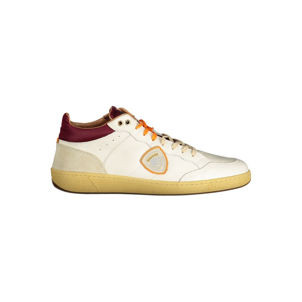 Blauer White Leather Men Sneaker
