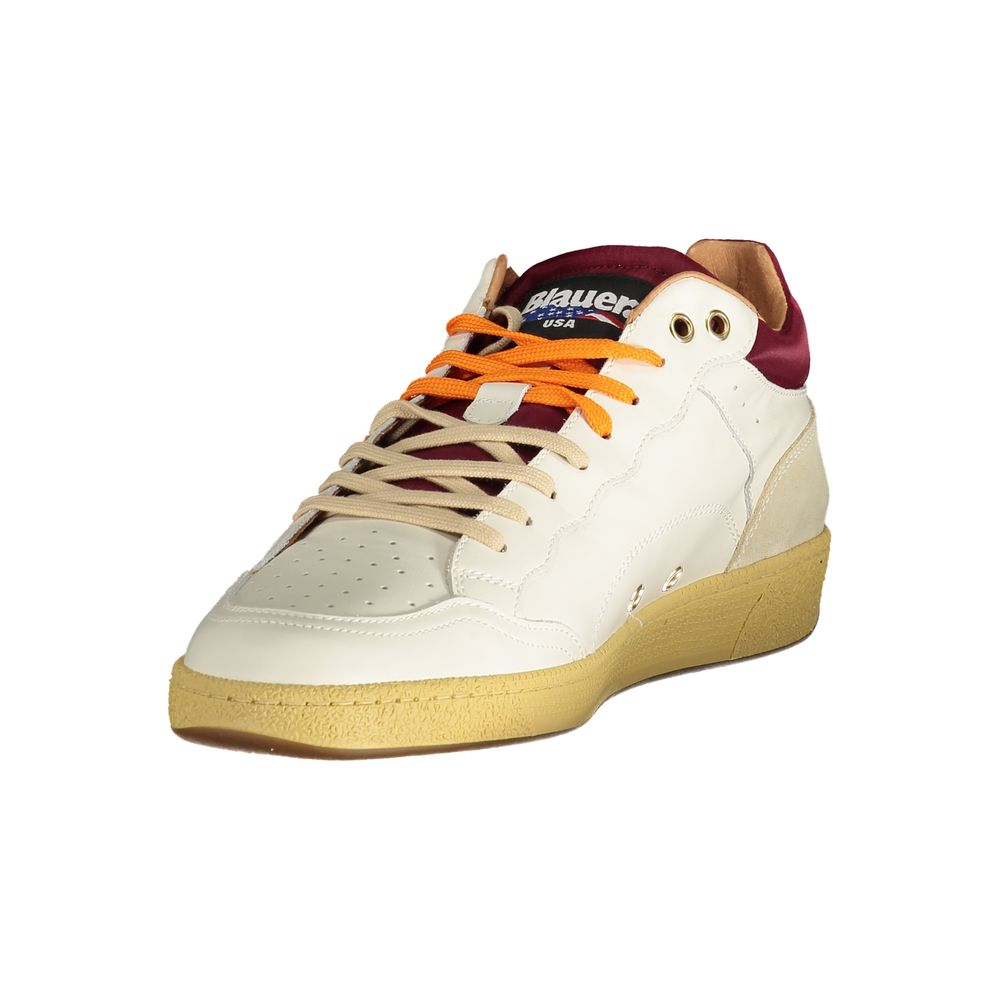 Blauer White Leather Men Sneaker