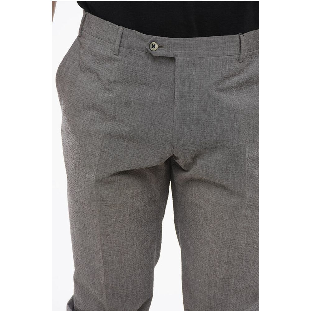 Corneliani Embossed Cotton Pants with Double Buttons Clousure