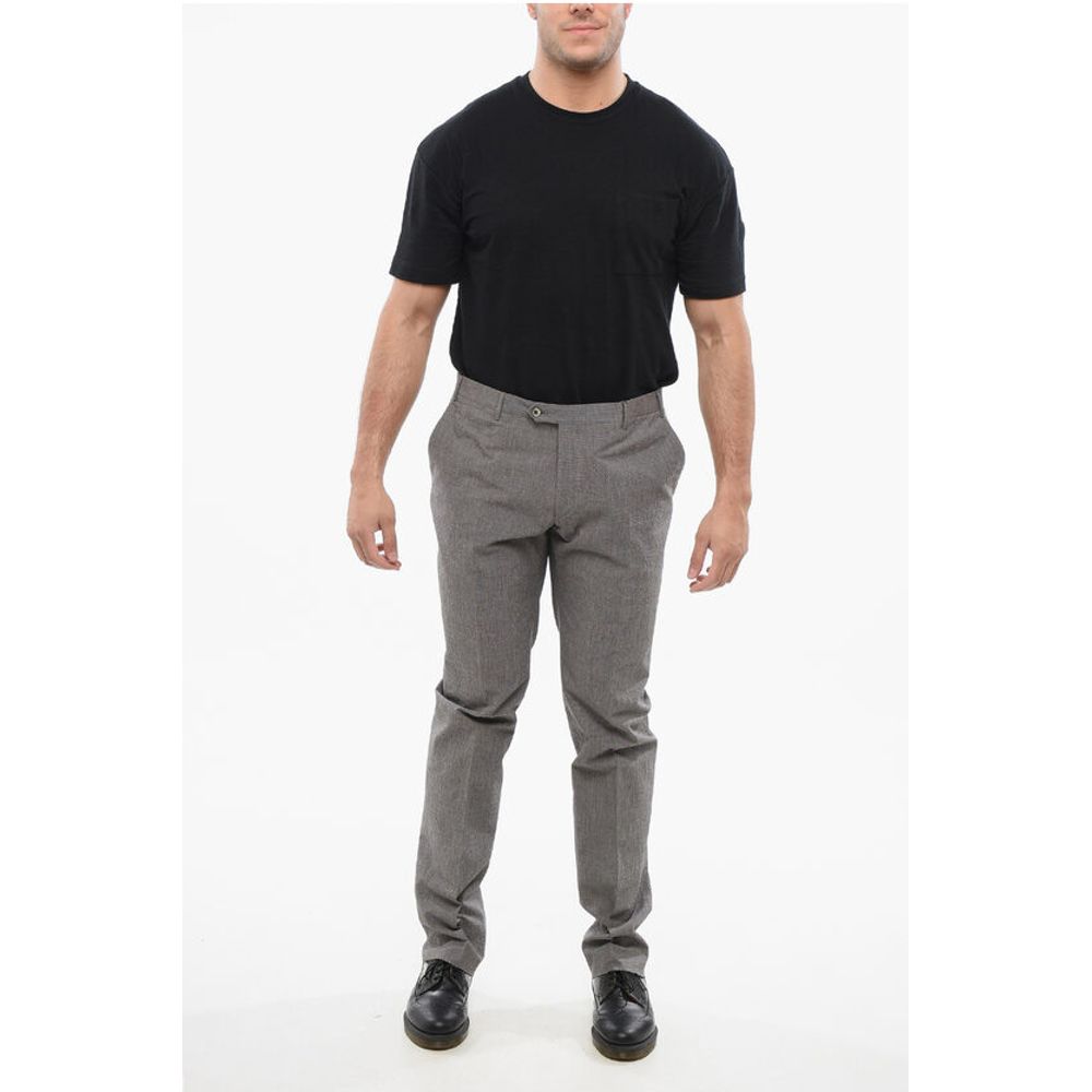 Corneliani Embossed Cotton Pants with Double Buttons Clousure
