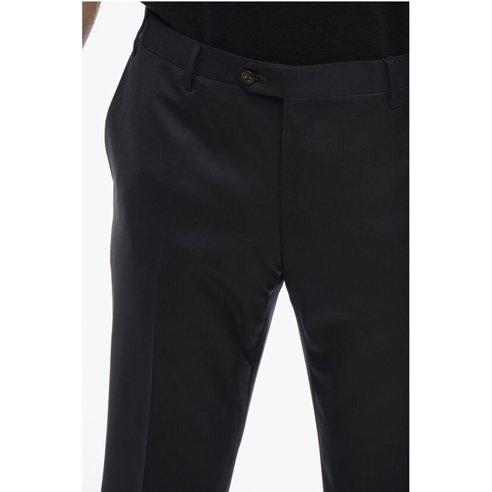 Corneliani Virgin Wool LEADER Pants with Flush Pockets