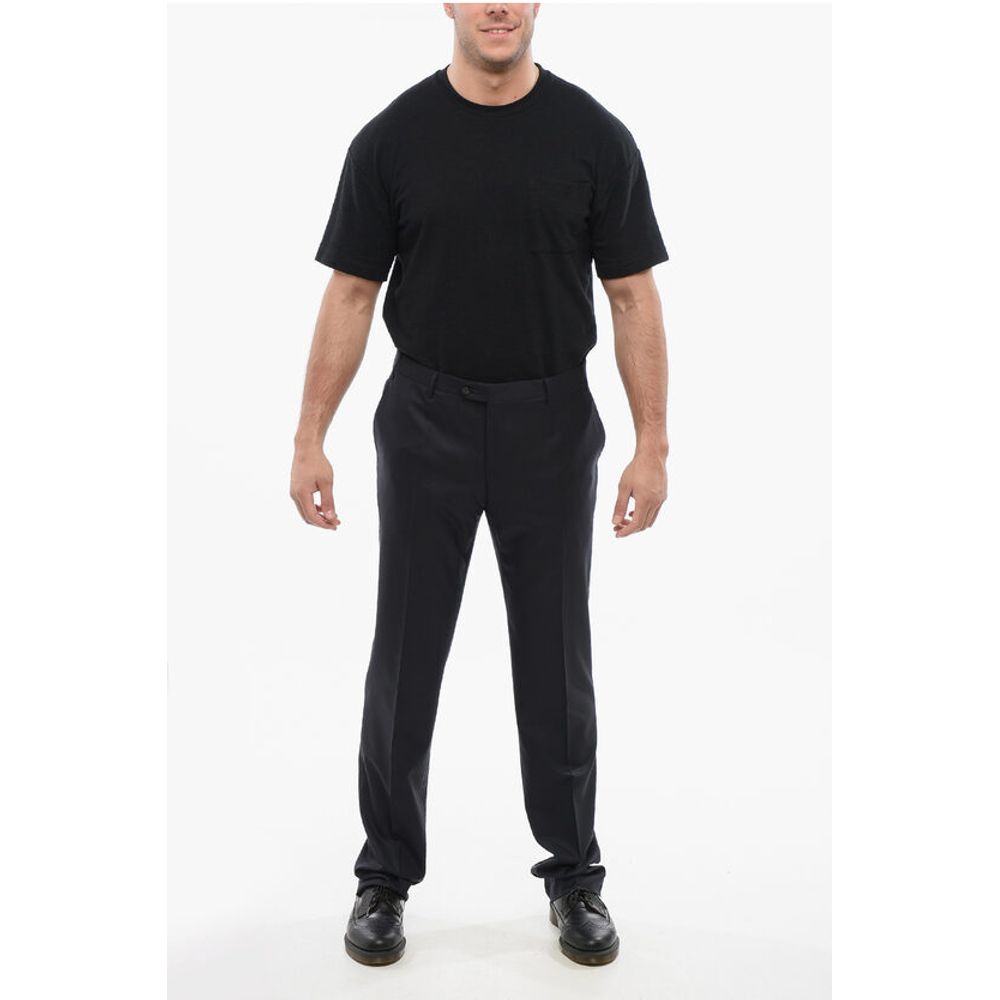 Corneliani Virgin Wool LEADER Pants with Flush Pockets