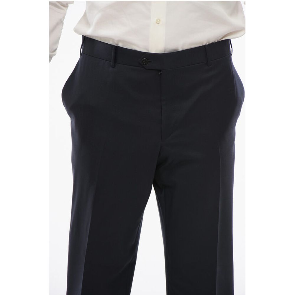 Corneliani Virgin Wool MANTUA Pants with Hidden Closure