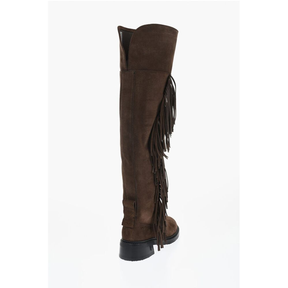 See By Chloé Fringed Suede Thigh-High Boots
