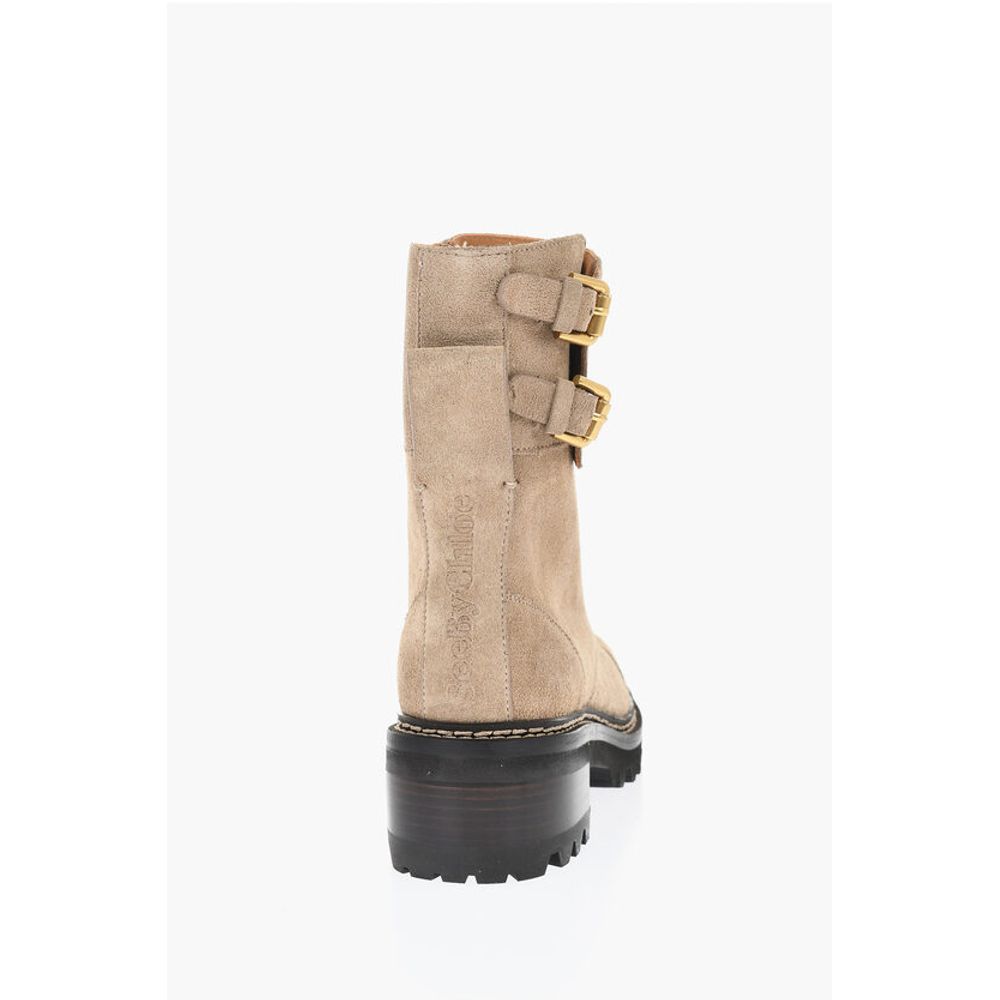 See By Chloé Suede Combat Boots With Buckles