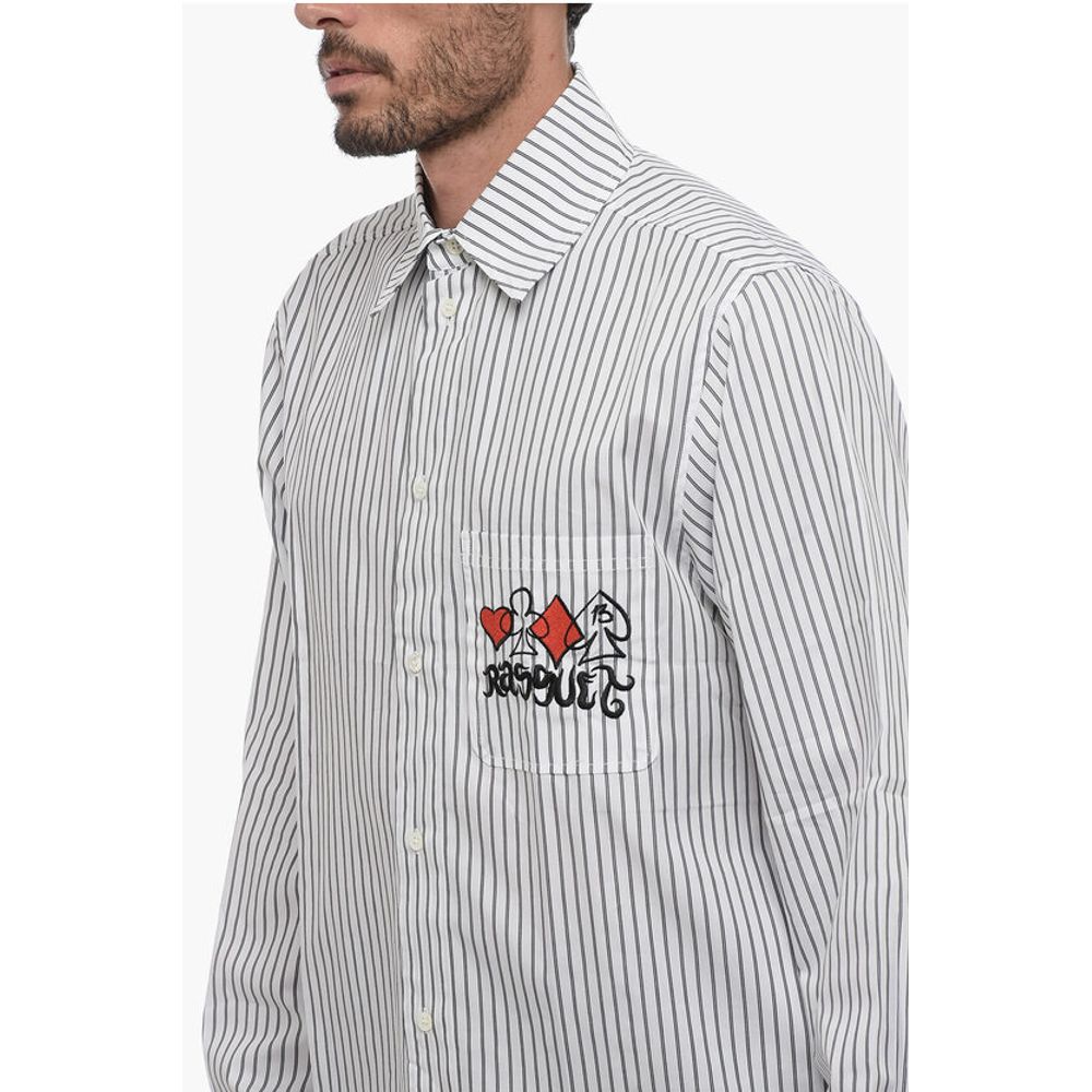 Rassvet Striped Shirt with Breast Pocket and Embroidery