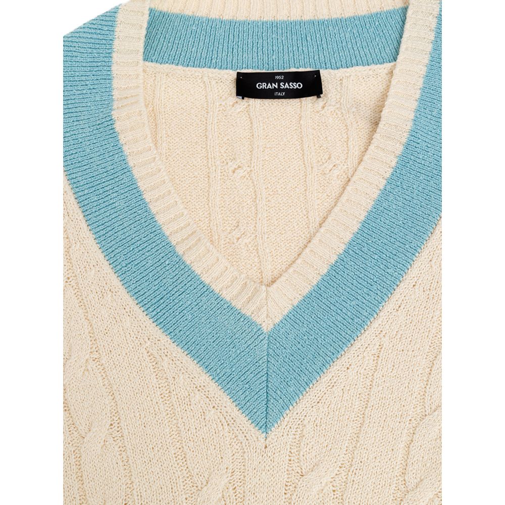 Gran Sasso White Cotton Sweater