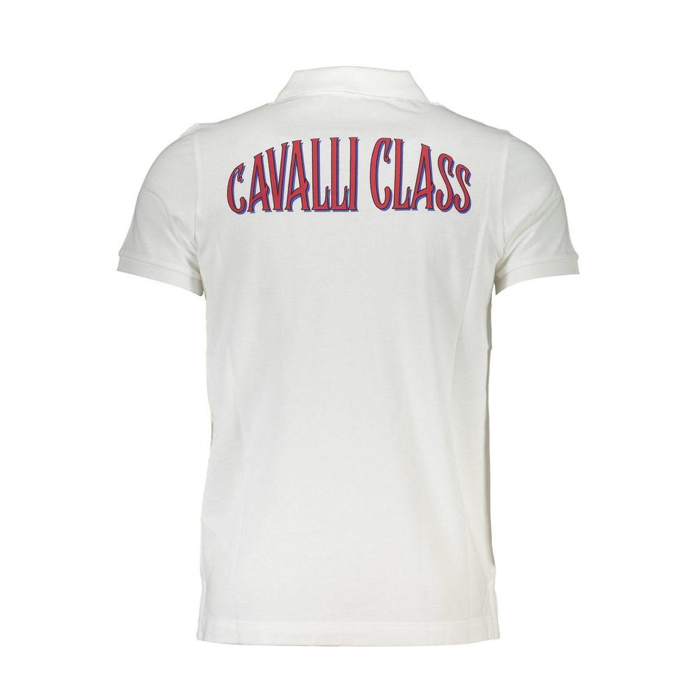Cavalli Class Bela bombažna moška polo majica