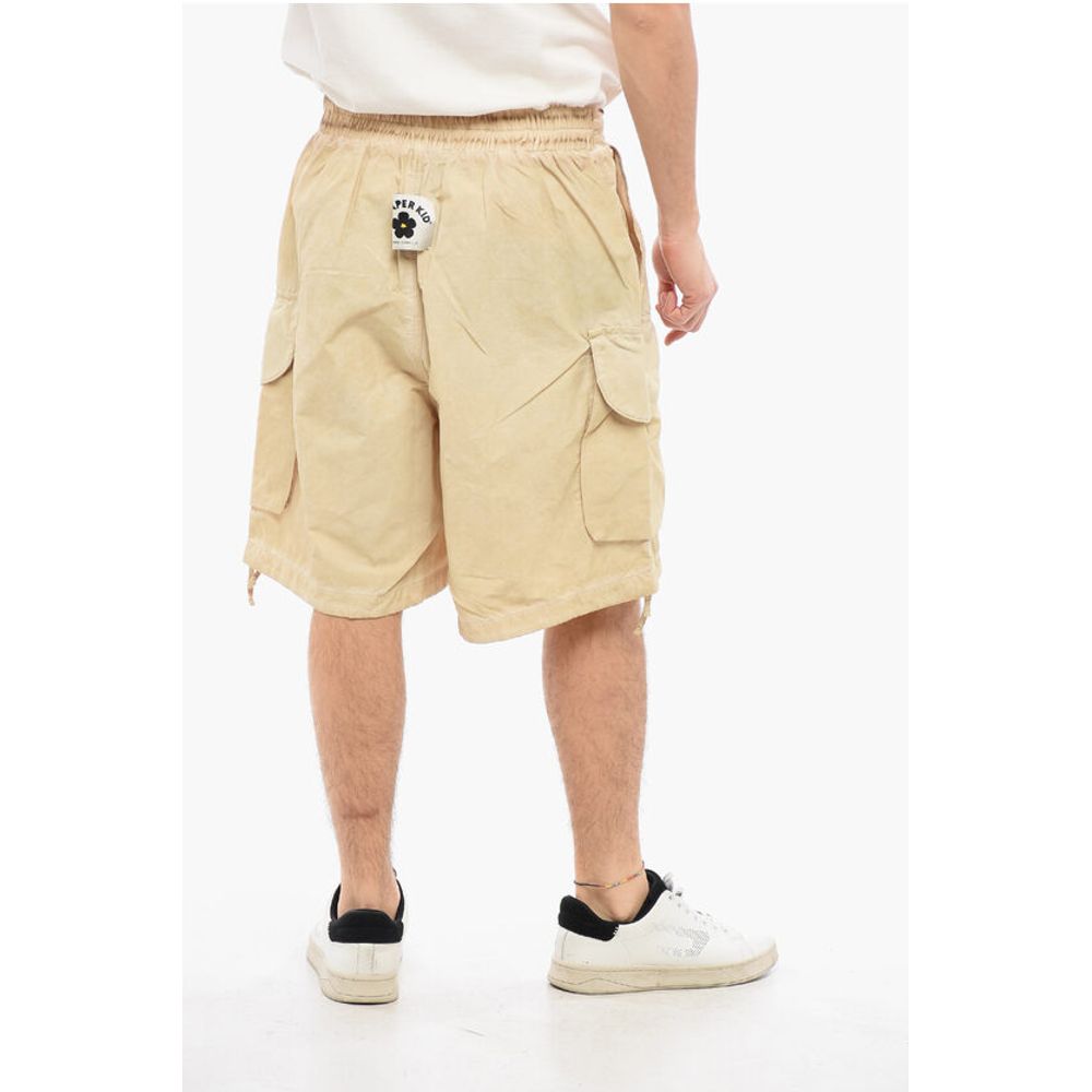 A Paper Kid Faded Effect Cotton and Nylon Cargo Shorts