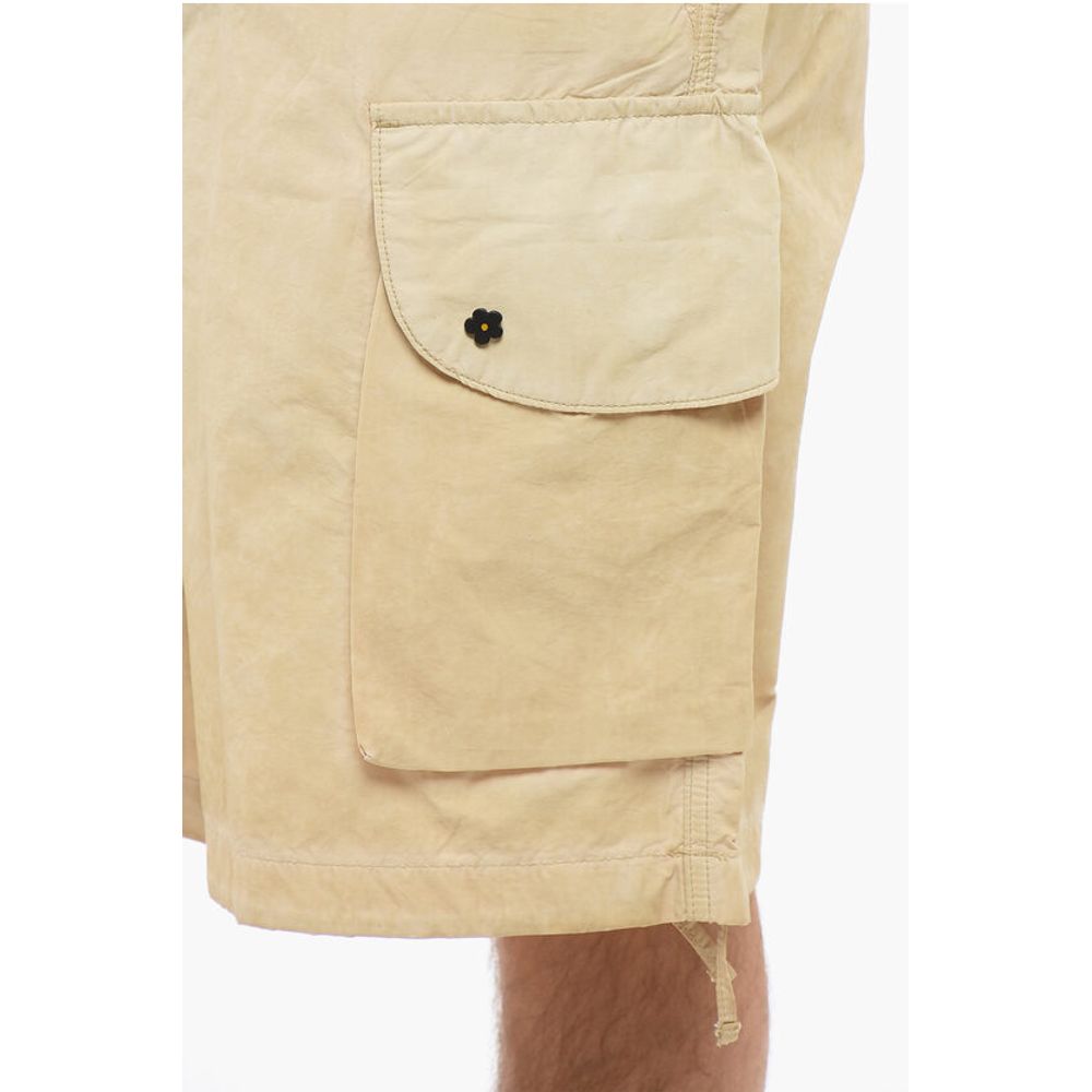 A Paper Kid Faded Effect Cotton and Nylon Cargo Shorts