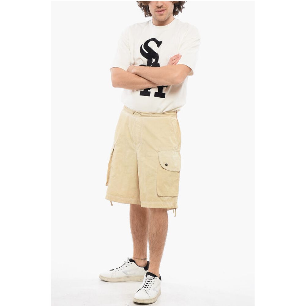 A Paper Kid Faded Effect Cotton and Nylon Cargo Shorts