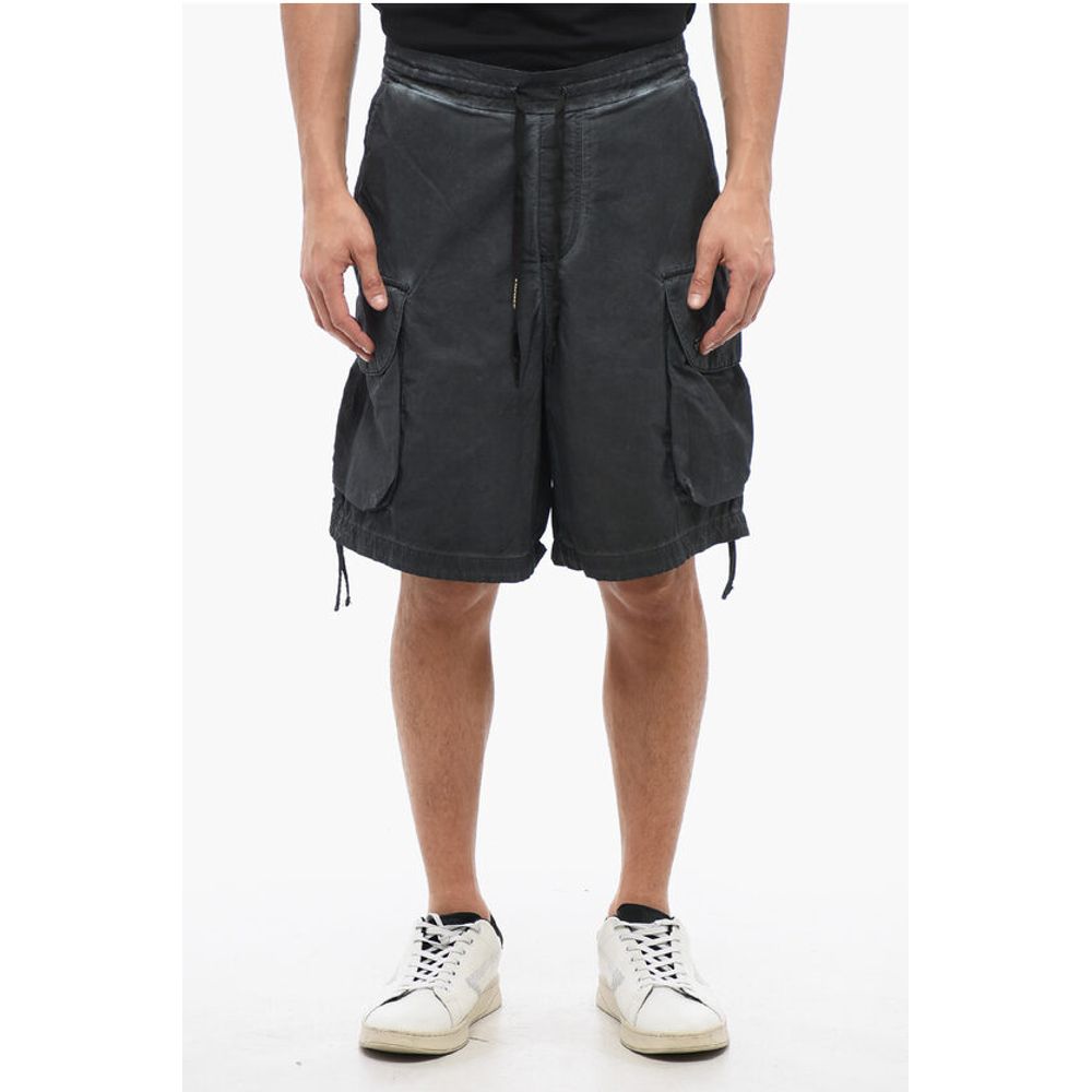 A Paper Kid Faded Effect Cotton and Nylon Cargo Shorts