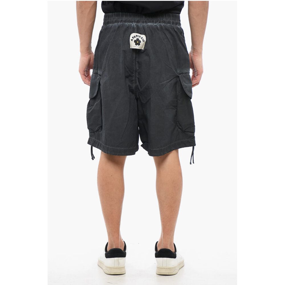 A Paper Kid Faded Effect Cotton and Nylon Cargo Shorts