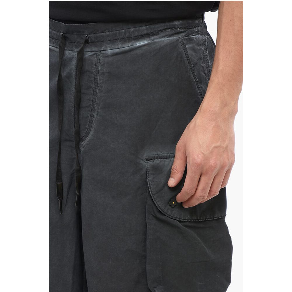 A Paper Kid Faded Effect Cotton and Nylon Cargo Shorts