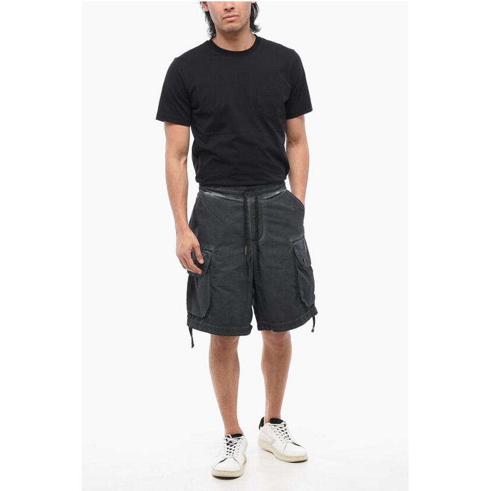 A Paper Kid Faded Effect Cotton and Nylon Cargo Shorts