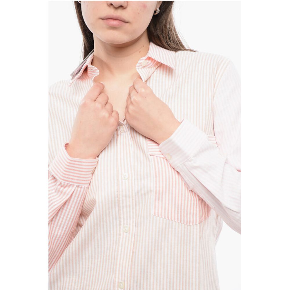 Woolrich Awning Striped OXFORD Cotton Shirt with Breast-pocket