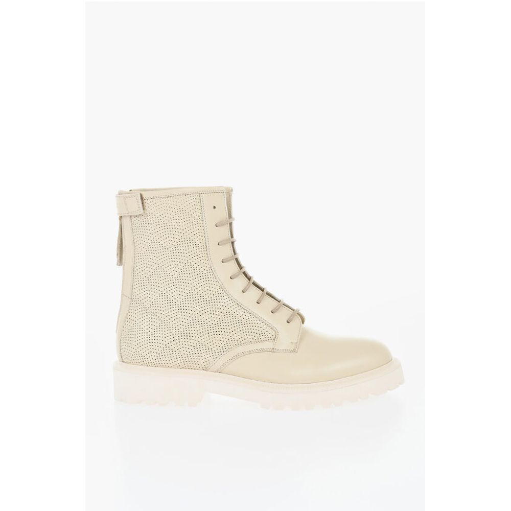 Woolrich Perforated Leather Combat Booties with Back Zip