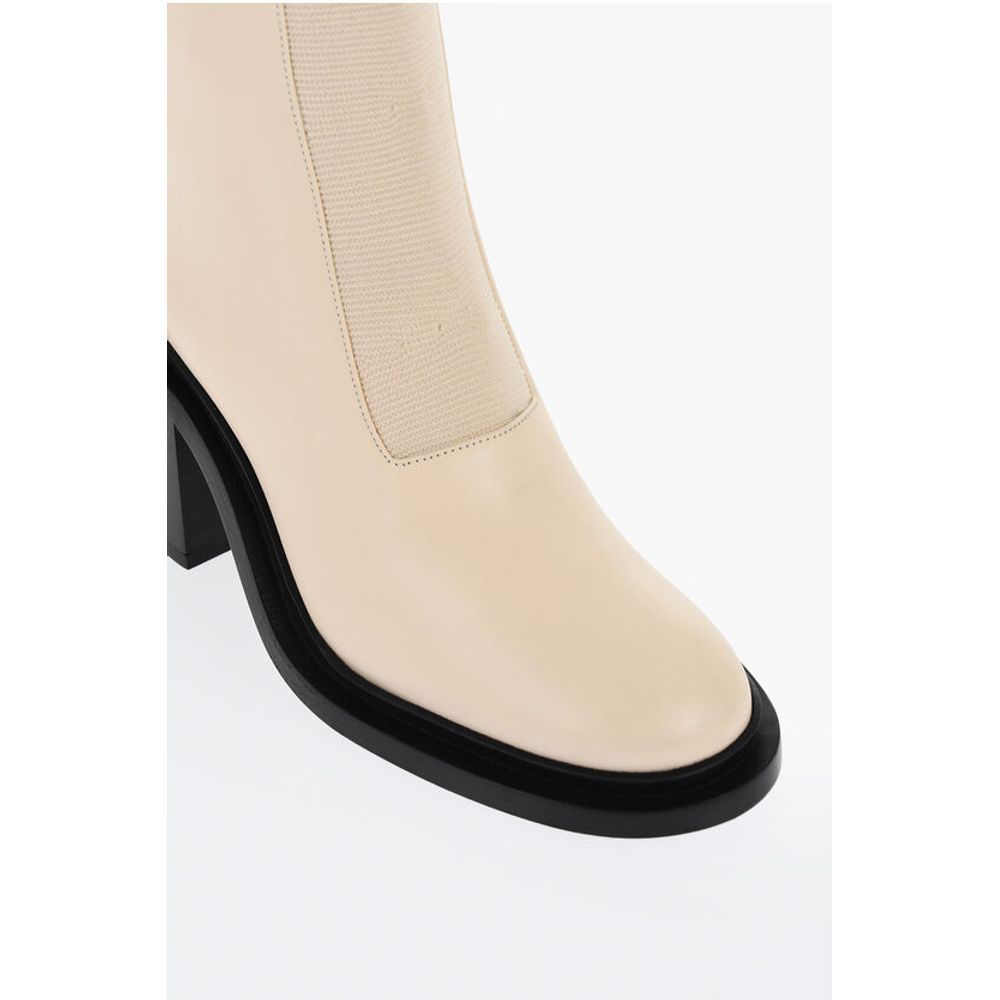 Jil Sander Leather Bootie With Stretchy Insert Heel 8 cm