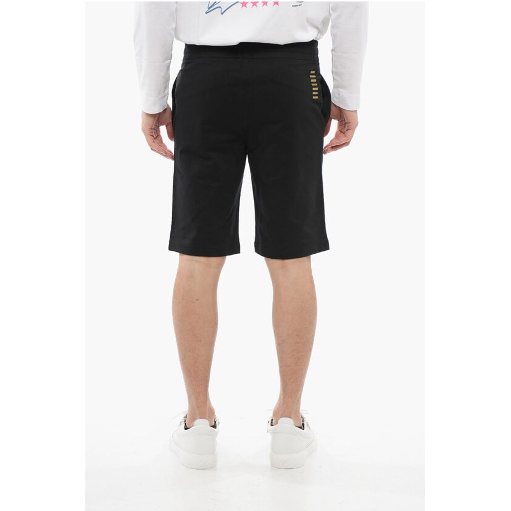 Armani EA7 Cotton Shorts with Lamè Printed Logo