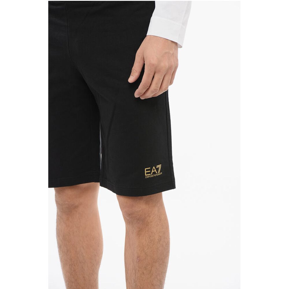 Armani EA7 Cotton Shorts with Lamè Printed Logo