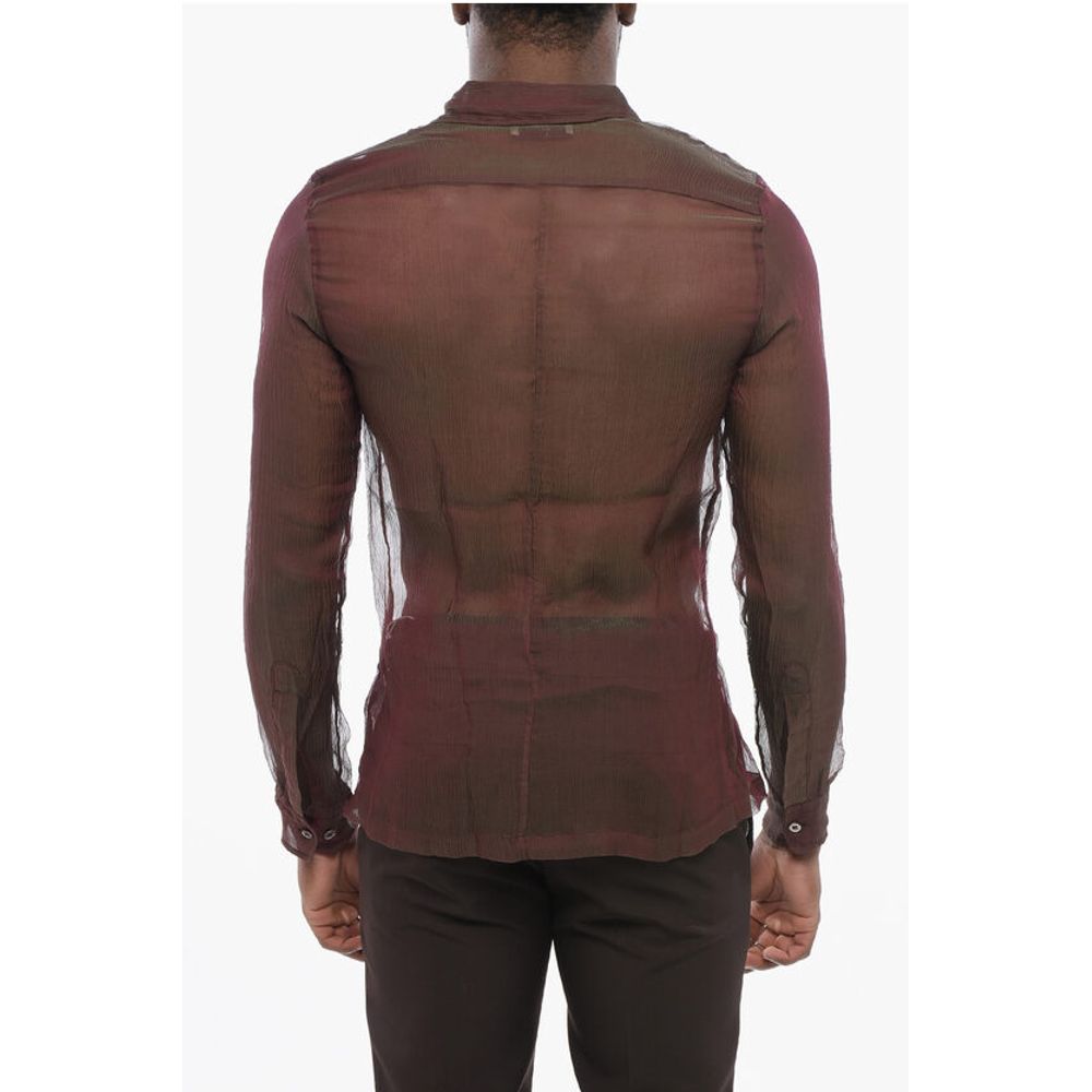 Dries Van Noten Iridescent CONGREVE Silk Chiffon Shirt