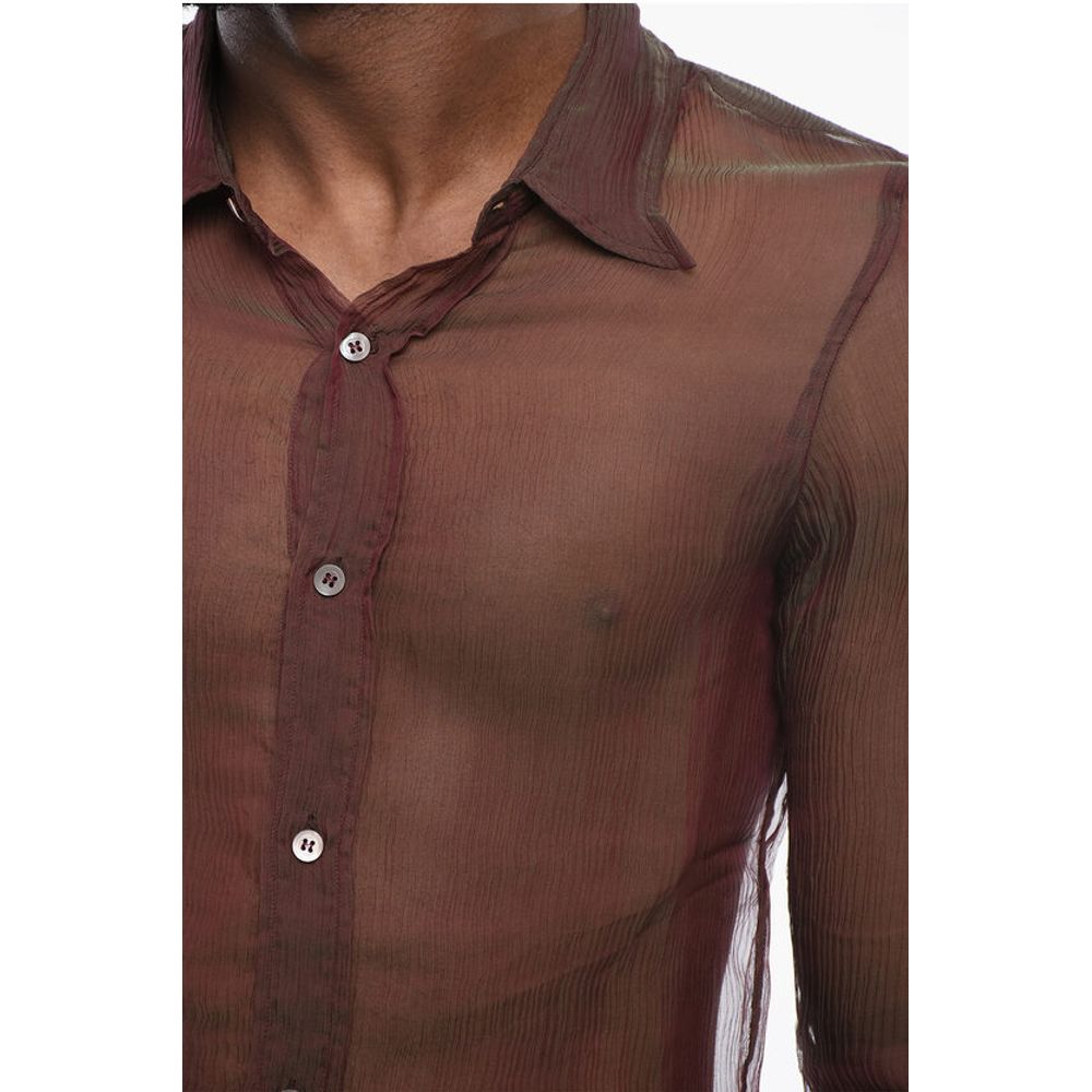 Dries Van Noten Iridescent CONGREVE Silk Chiffon Shirt