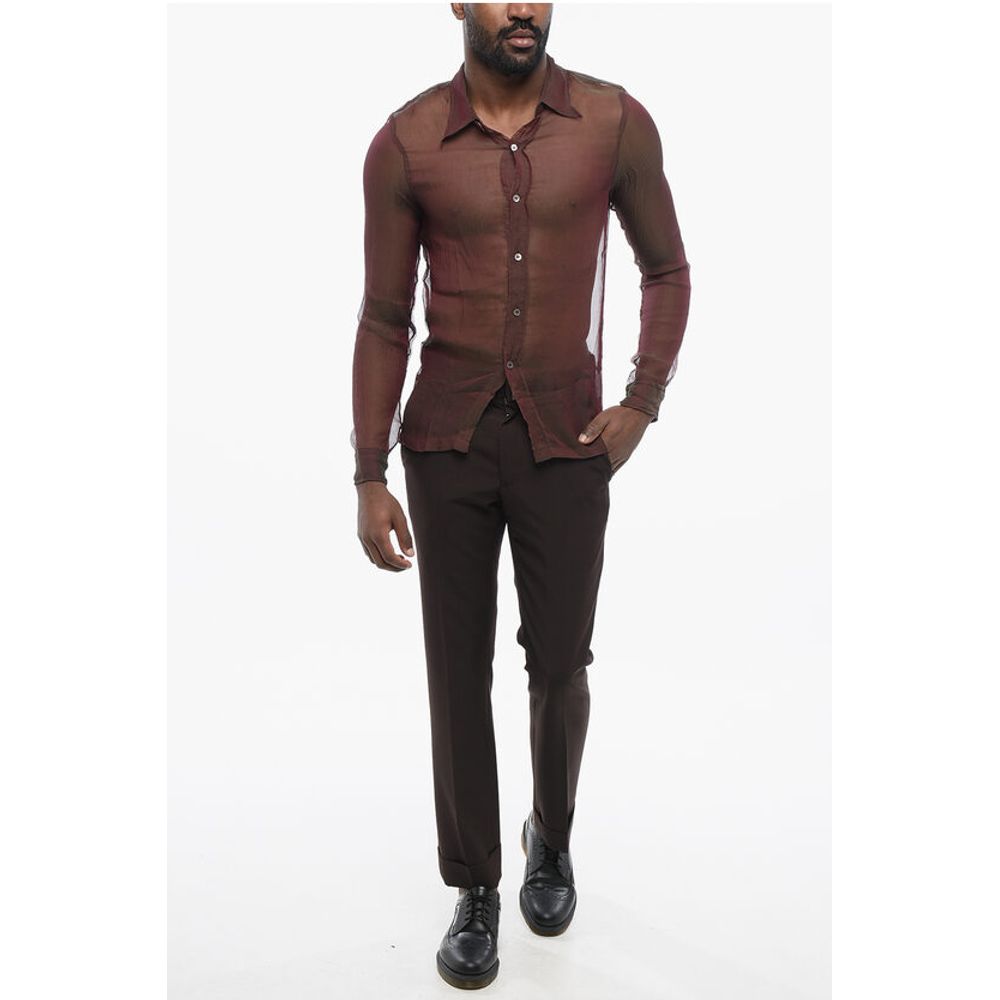 Dries Van Noten Iridescent CONGREVE Silk Chiffon Shirt
