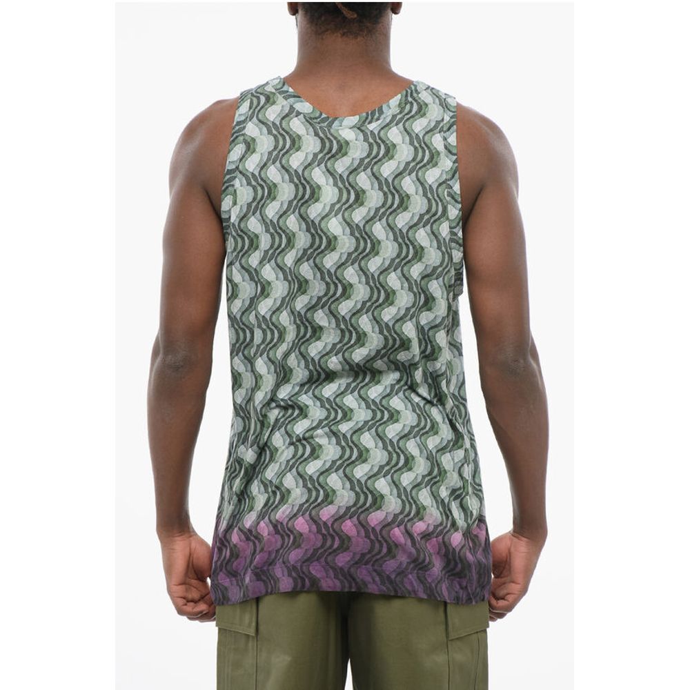 Dries Van Noten Cotton Tank Top with Abstract Pattern