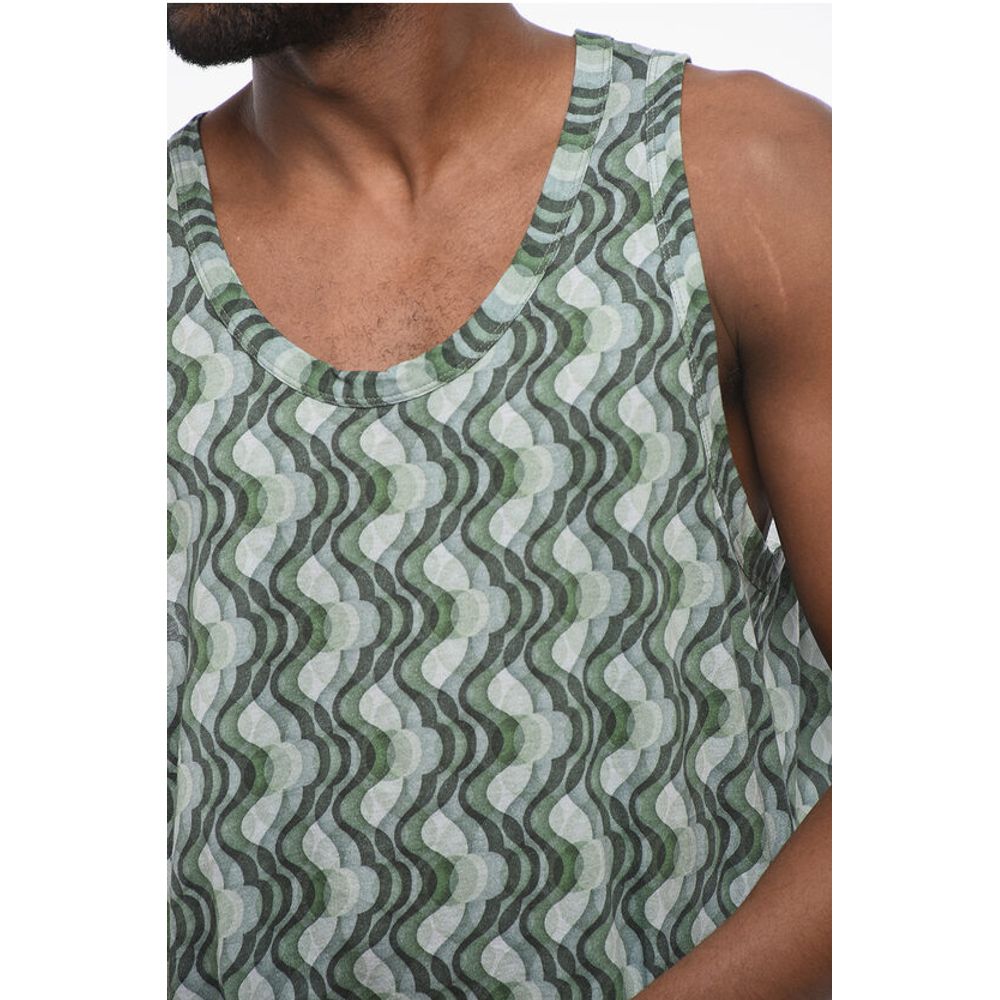 Dries Van Noten Cotton Tank Top with Abstract Pattern