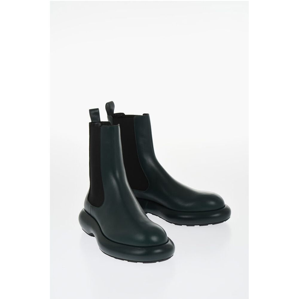 Jil Sander Leather Chelsea Booties with Chunky Sole