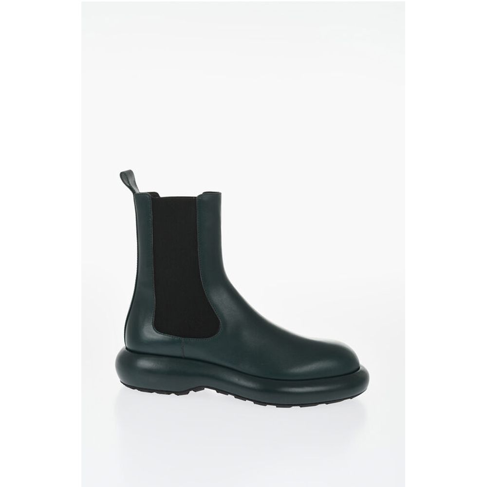 Jil Sander Leather Chelsea Booties with Chunky Sole