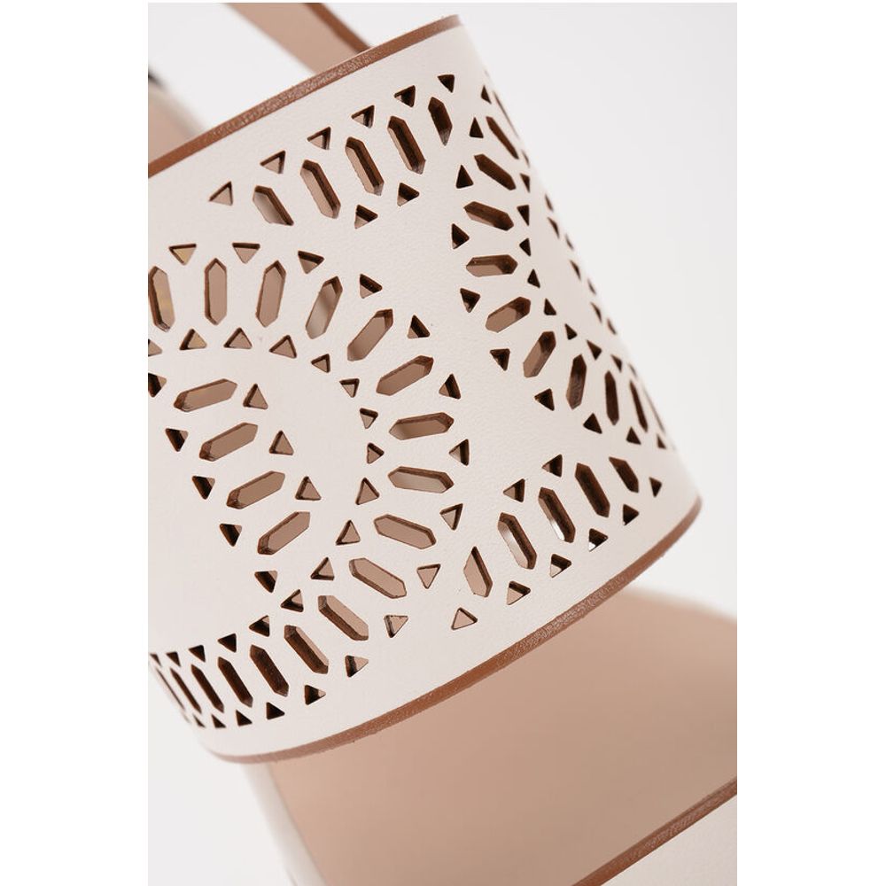 Tod's Laser Cut Leather Sandals with Wooden Heel 5,5cm