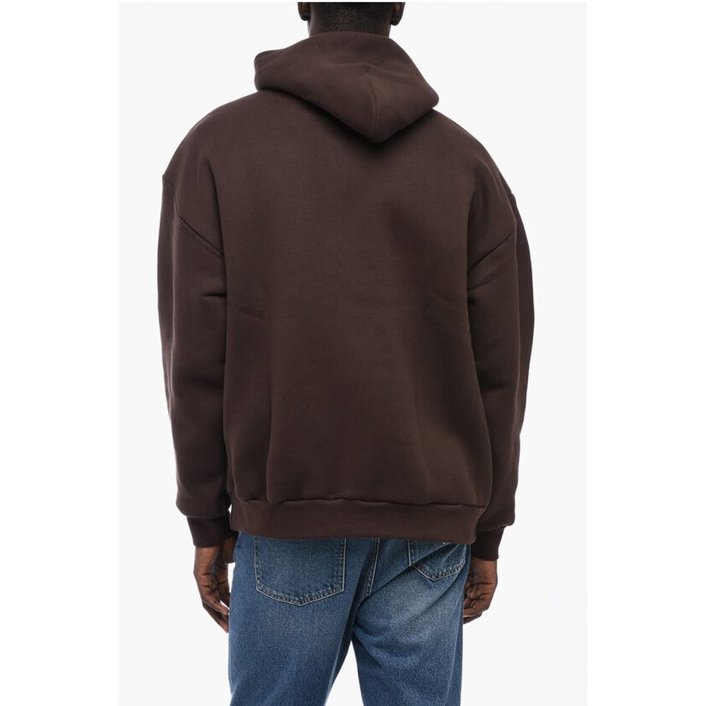 Cultura Fleeced-Cotton Hoodie with Contrast Logo