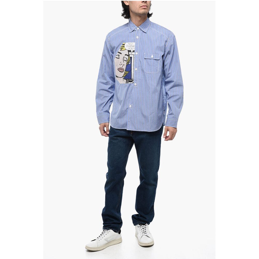Junya Watanabe Striped Oversized Shirt with Pop Art Patch