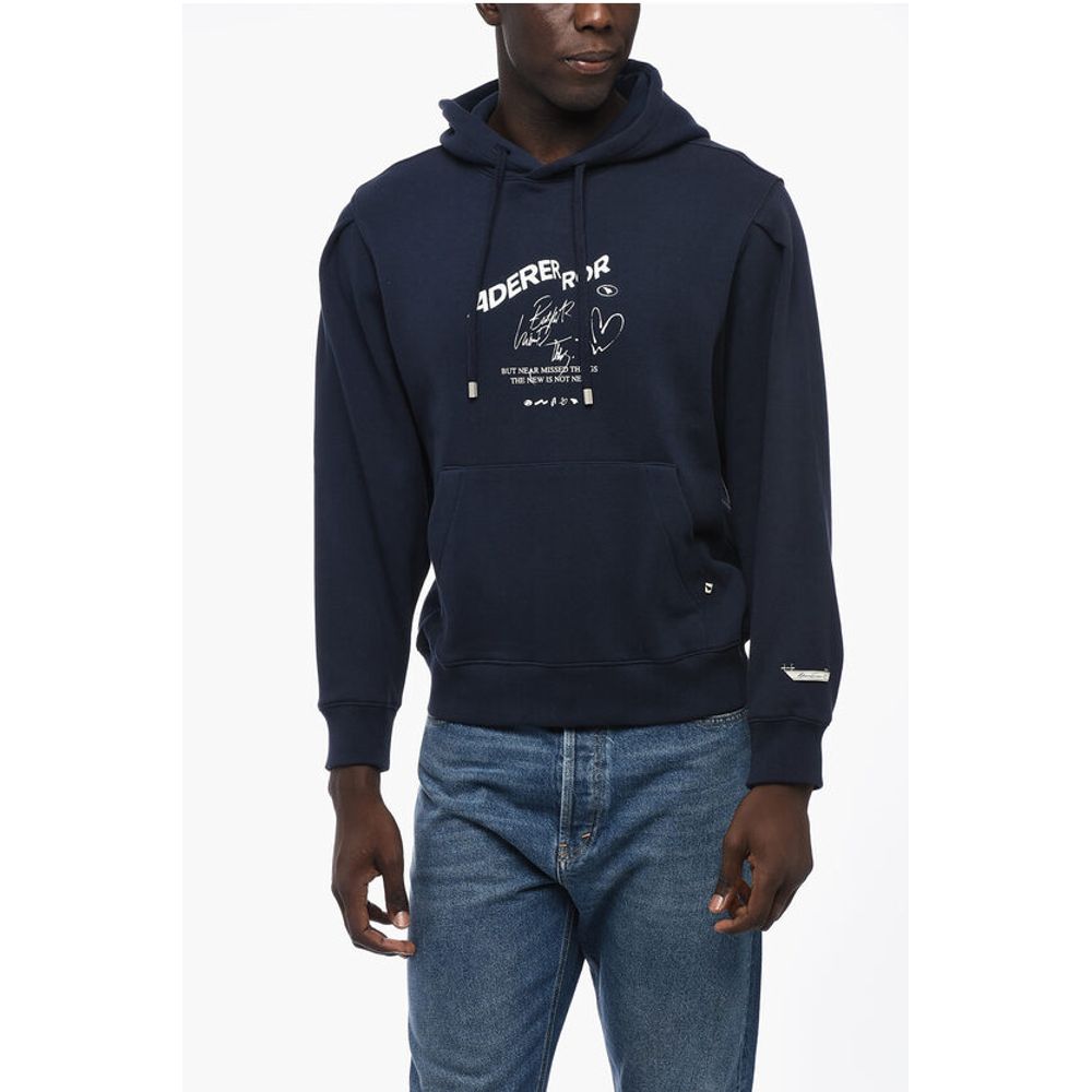 Ader Error BLUE MARK Brushed Cotton Hoodie with Embroidered Logo