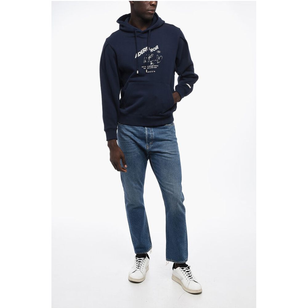 Ader Error BLUE MARK Brushed Cotton Hoodie with Embroidered Logo